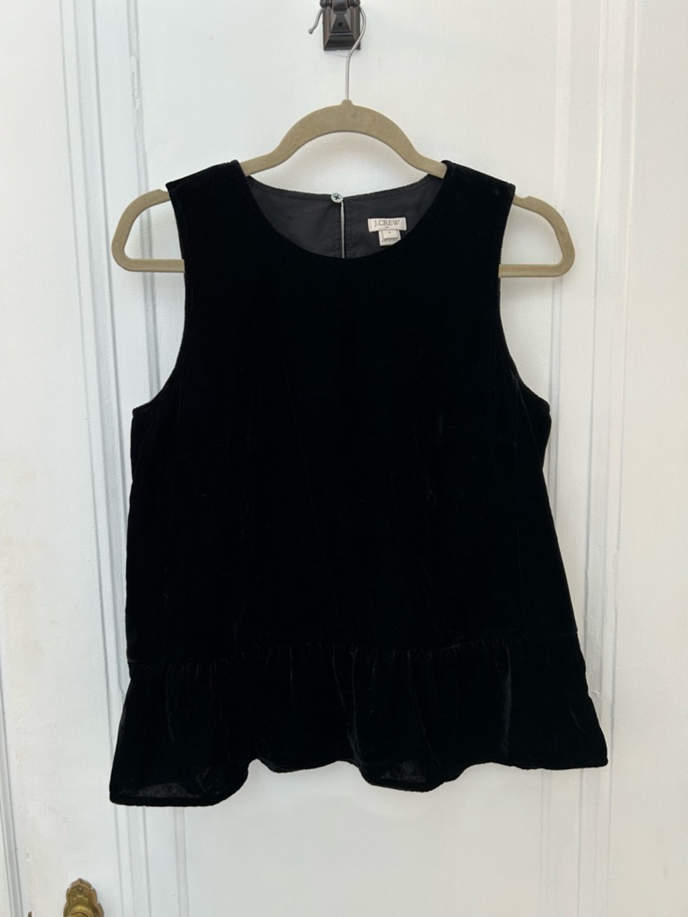 J. Crew Black Velvet Sleeveless Peplum Tank